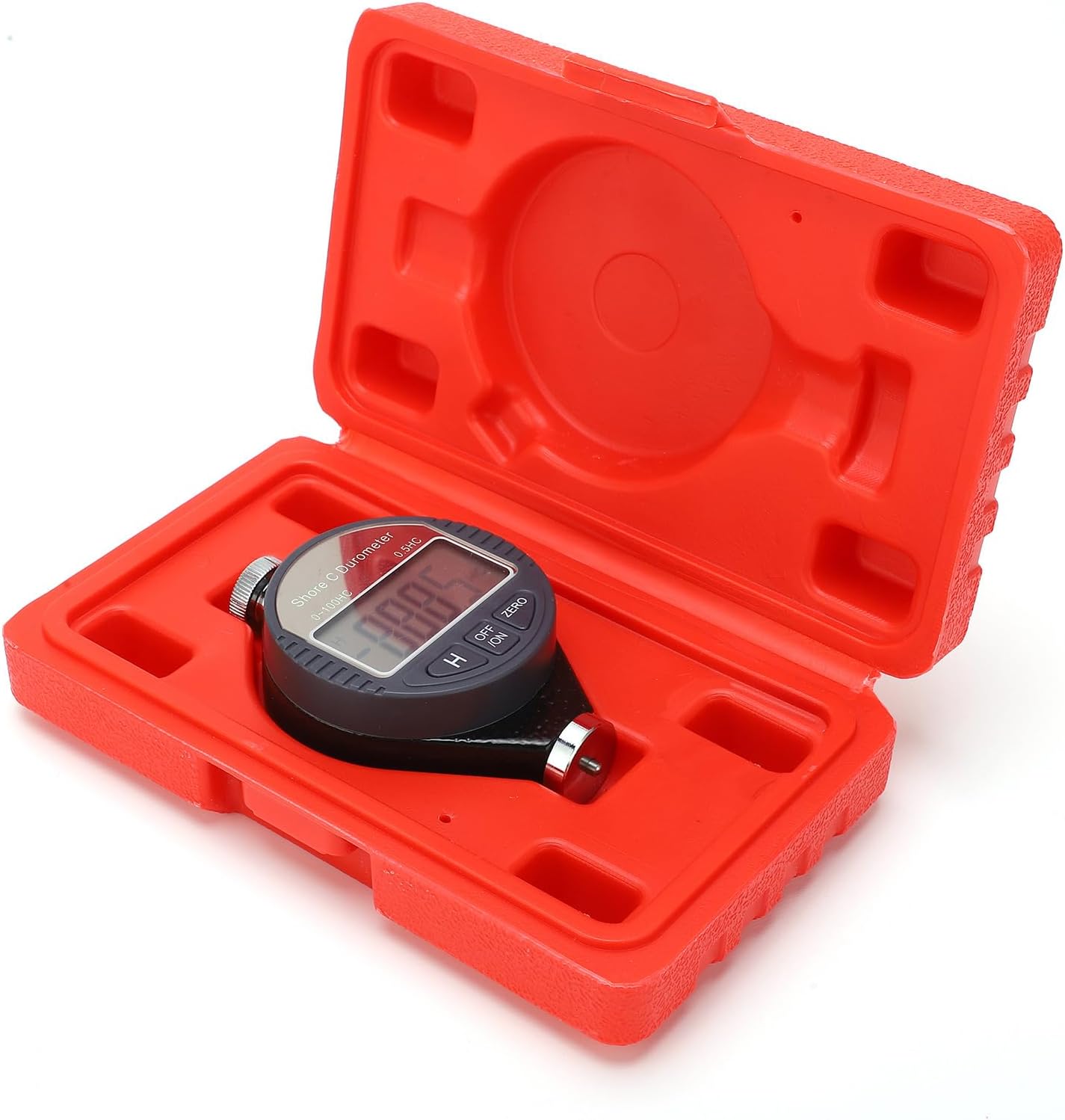 Hardness Tester, 100HD Professional Digital Durometer Type C Shore Rubber Hardness Tester Meter with Storage Box for Tire Plastic Flooring