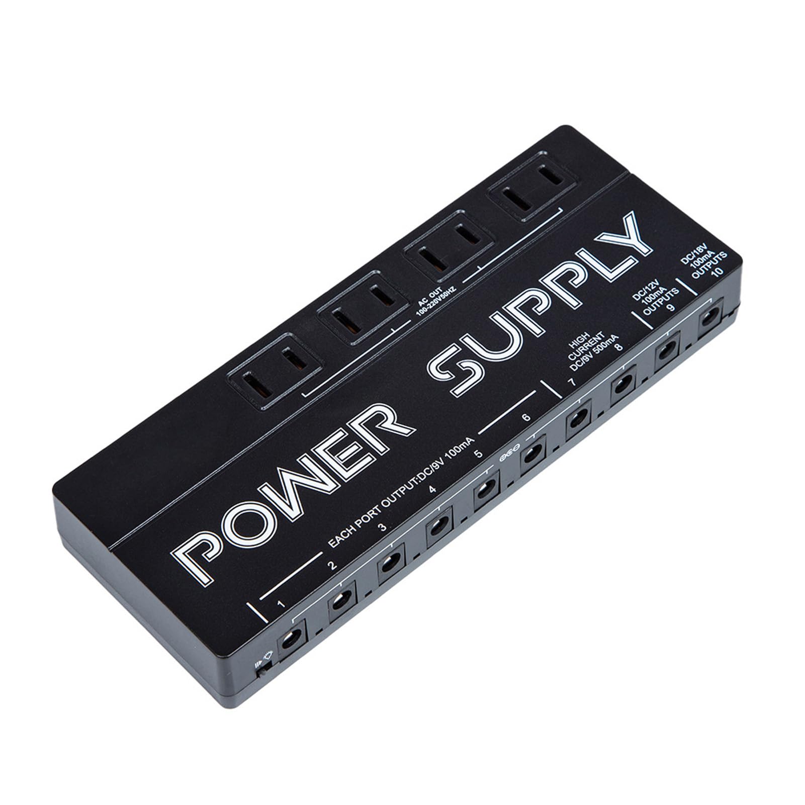 Eacam Alimentatore per Pedali Effetti per Chitarra 10 Uscite di Riduzione del Rumore 9V 12V 18V Custodia in Lega di Alluminio Pedaliera Basso Chitarra (Spina europea)