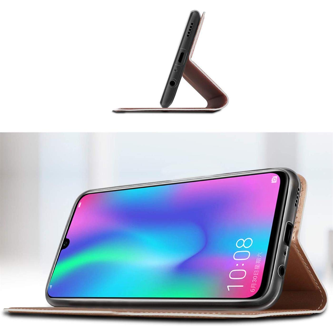 Verco Custodia A Libro In Pelle PU Per Huawei P Smart 2021: Cover A Portafoglio Con Chiusura Magnetica E Slot, Colore Rosso - 5