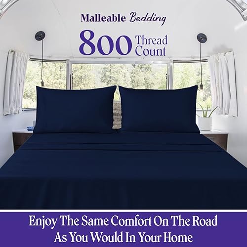 Miniatura 2 de Juego de sábanas de 4 piezas, 66 x 80 pulgadas, súper Queen, sábanas de RV para cámperes, caravanas y remolques de viaje, tamaño cunacama de