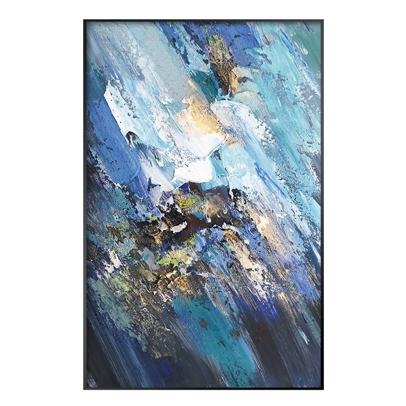 LCDIUDIU Abstract Modern Large Unframed Hand Painted Knife Artwork Blue Gradient Texture Minimalist Oil Paintings On Canvas Wall Art for Home Office Living Room Decorations 150X220Cm(60X88Inch)