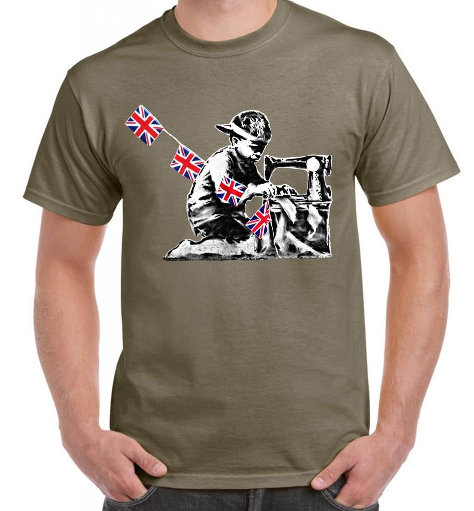 Tribal T-ShirtsBanksy Slave Labour Sewing Machine Boy Men's T-Shirt