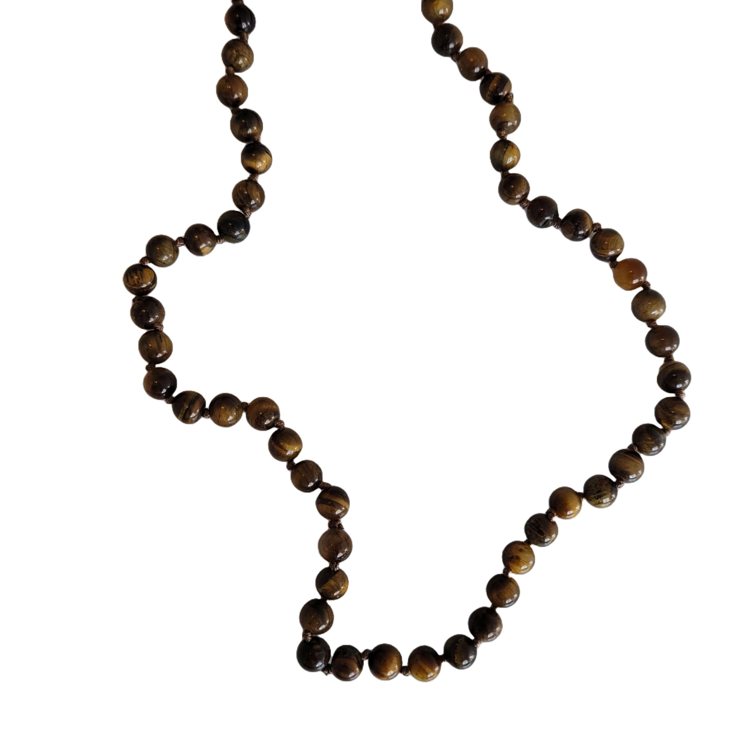 UA Collar Largo de Cuentas de Minerales Naturales, Anudado - Estilo Bohemio y Artesanal - Piedras auténticas - 8mm