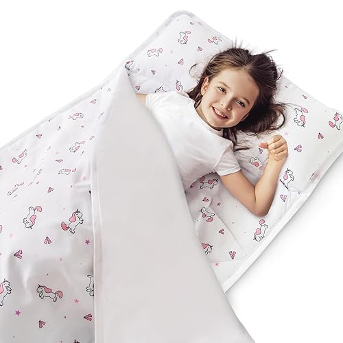 Tapete para siesta para niños pequeños con almohada y manta de 50 x 21 x 1.5 pulgadas, tapete para siesta para niños y niñas, súper suave y