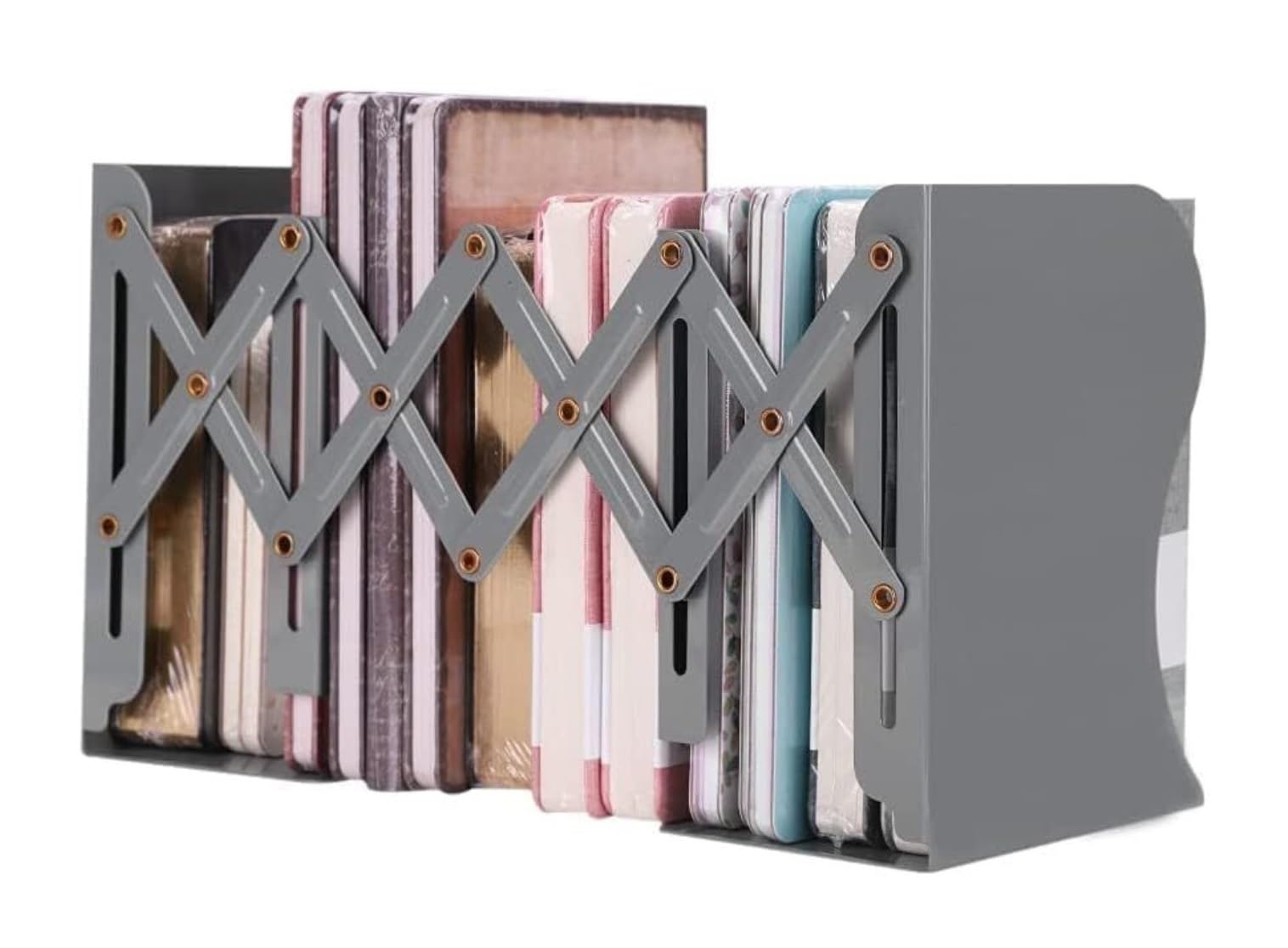 Sujeta Libros Estanteria Tapones de libros de Metal, sujetalibros retráctiles de alta resistencia, gran capacidad, antideslizantes, divisor de archivos de escritorio, sujetalibros decorativos Sujetali