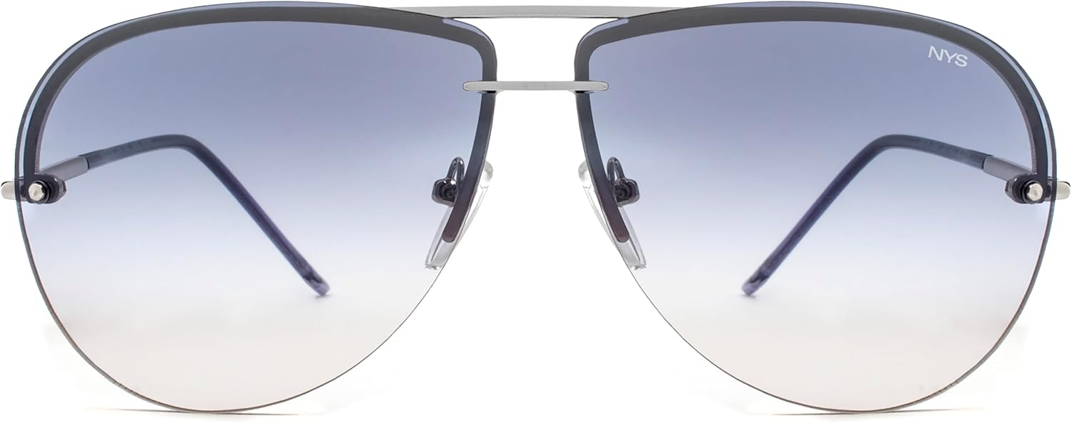 NYS Collection Aviator Sunglasses for Women & Men Medium Fit Thin Metal Frame Gradient Mirror Lenses with 100% UV Protection
