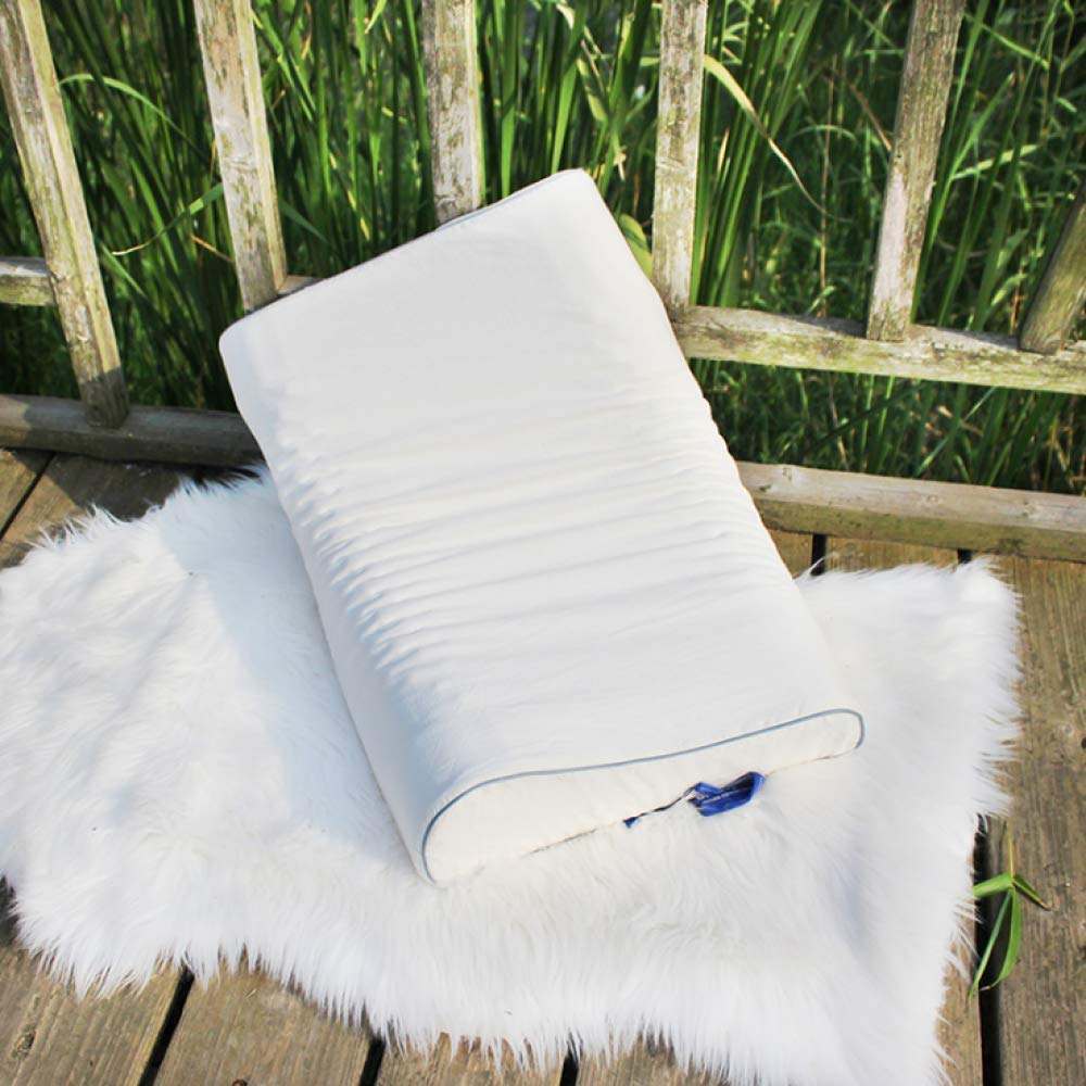 Oreiller cervical en latex naturel bleu et blanc 60x40x12 cm pour adulte