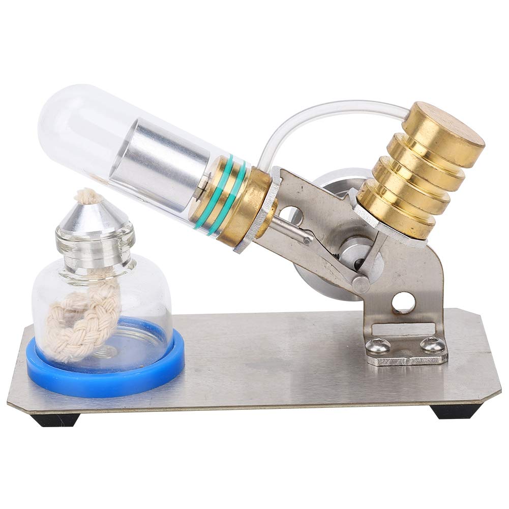 Zerodis V-Typ-Stirlingmotor-Modell, Externer Verbrennungsmotor, Physik-Experiment, Lernspielzeug-Set mit Alkohollampe für den Unterricht, DIY-Bootsmodell