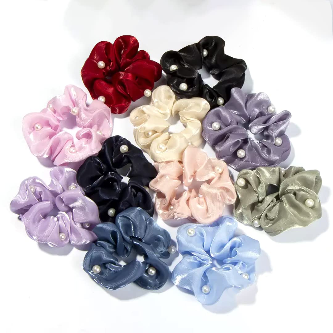 Myra collection Silky Organza Hair Scrunchies Pearl Hair Ties For Women Pack of 12 (pack of 12) (B0BJKJ6S1V) Amazon Price History, Amazon Price Tracker