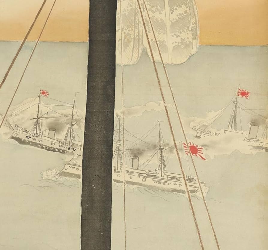 Amazon.co.jp: 真作松野霞城◇高千穂艦霊鷹之図◇海軍◇軍艦◇日