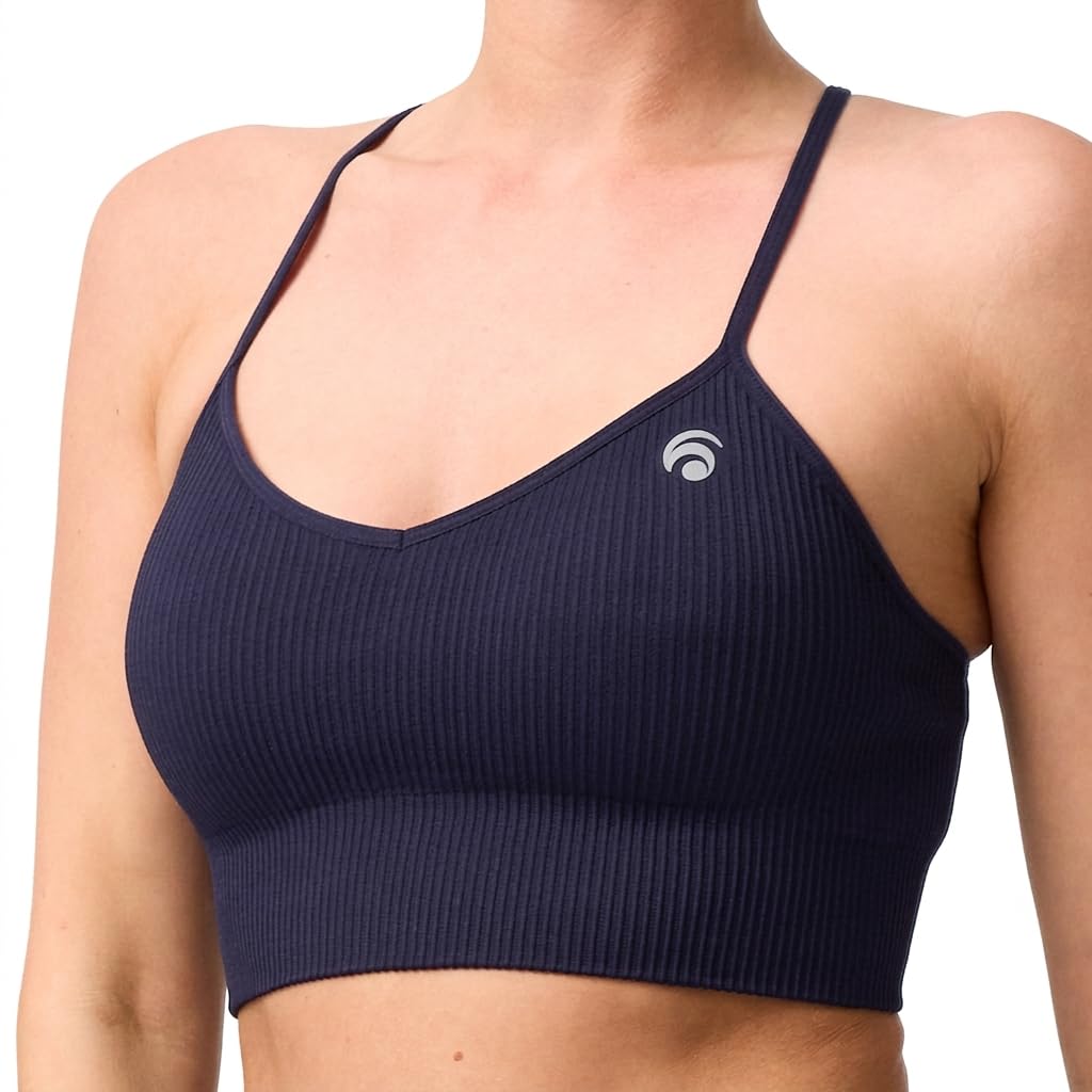 OCEANSAPART Maya Bra Sport BH Damen Gerippt ohne Bügel - Bralette für Yoga & Alltag - Nahtlos, Atmungsaktiv, Verstellbare Träger & Herausnehmbare Cups Sportoberteil Bustier Damen Fitness XS - XXL