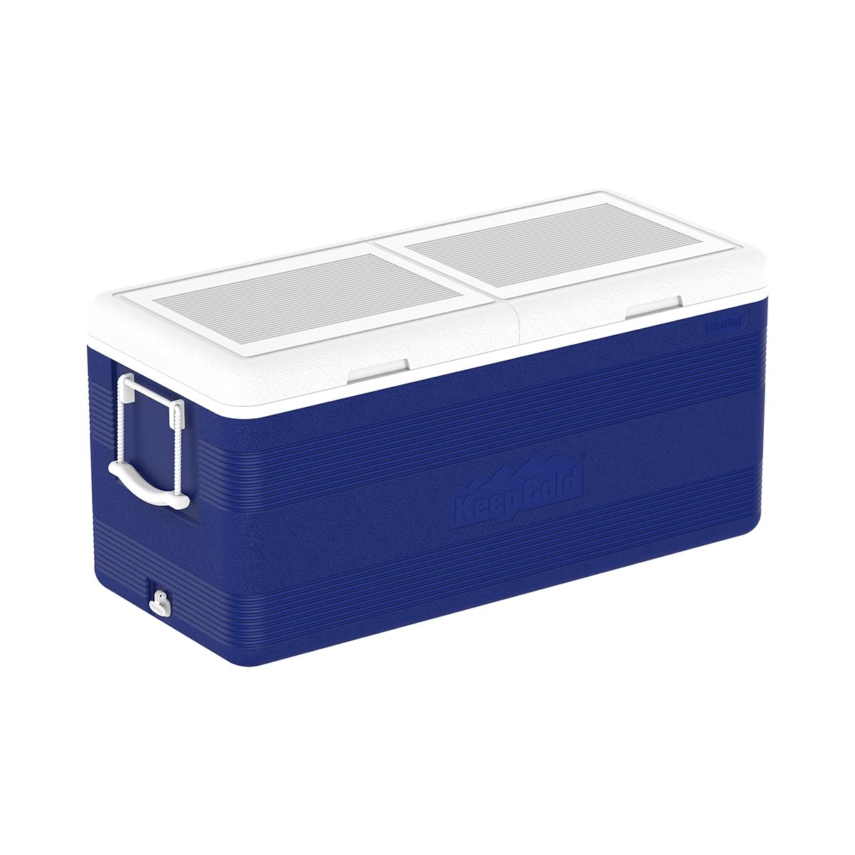 Nevera Portátil Duramax KeepCold Deluxe 144,​4 L – Aislante Poliuretano, Tapón Desagüe, Portavasos, Ideal Camping, Playa y Pesca – Azul 103x47x48 cm
