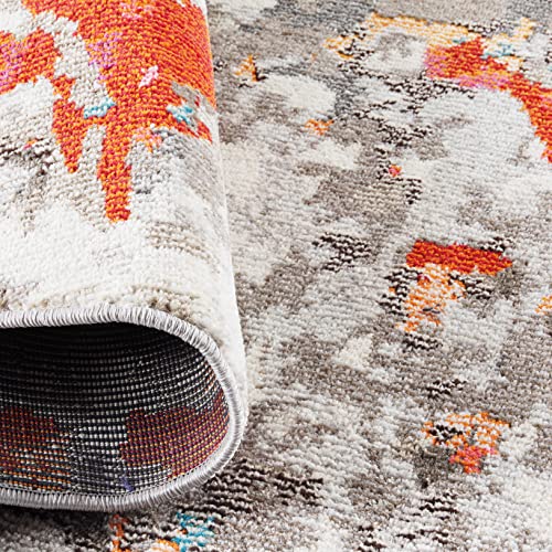 Tapete redondo 6'7" gris y naranja diseño boho miniatura 3