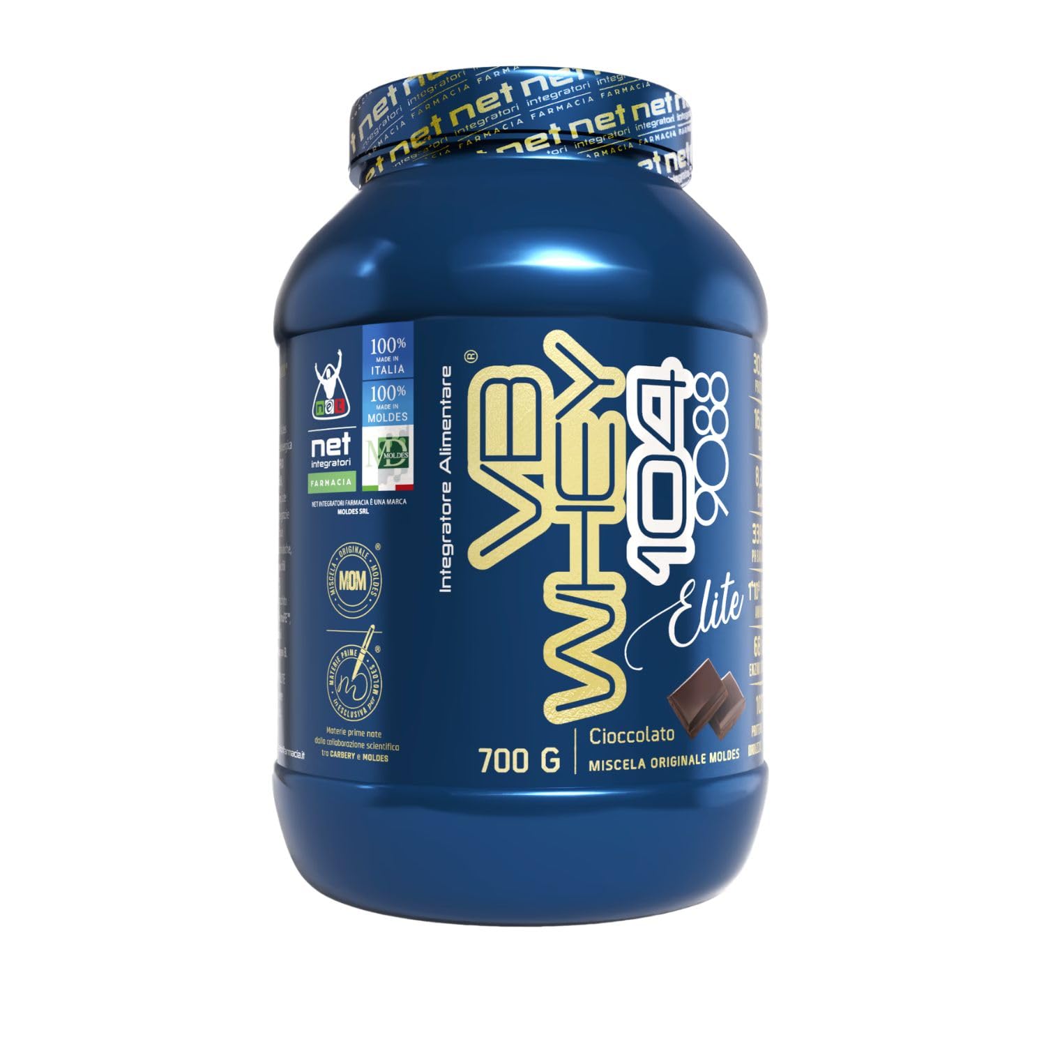 NET Integratori Farmacia VB WHEY 104 9088 Elite® - 700g Cioccolato - Sieroproteine Idrolizzate in Polvere Optipep 9088 e 90 PRO per Crescita e Recupero Muscolare - Formula ad Elevata Bioattività