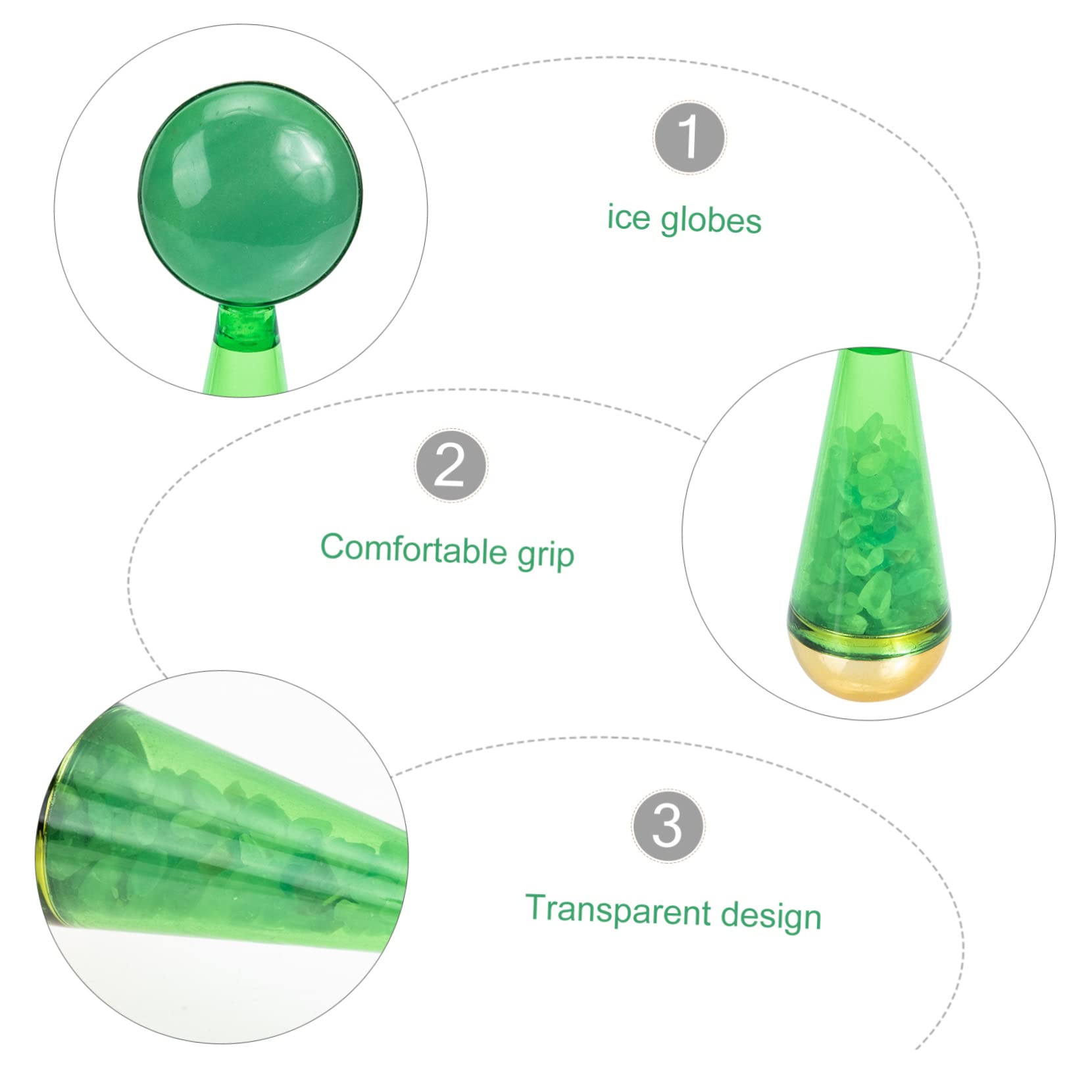 Rodillo Facial de Jade Verde, Globos de Hielo para Cuidado Piel, Portátil y Cómodo, para Uso en Casa y Viaje, Masaje Refrescante
