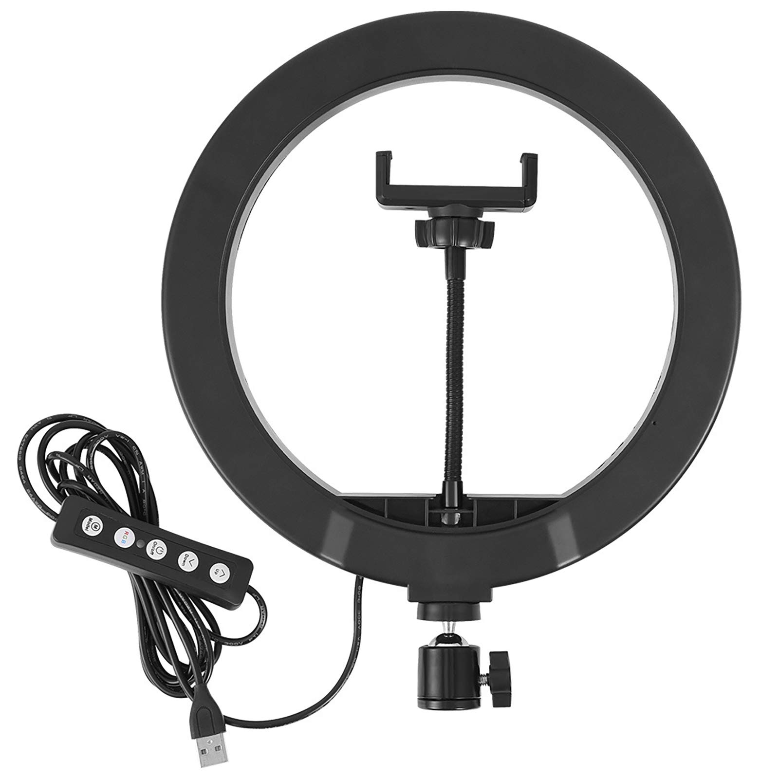 Luce ad Anello da 10 Pollici, Luce ad Anello per Selfie da Tavolo dimmerabile a 18 Colori, Luce ad Anello per Fotocamera a LED con treppiede e Supporto per Telefono per Il Trucco