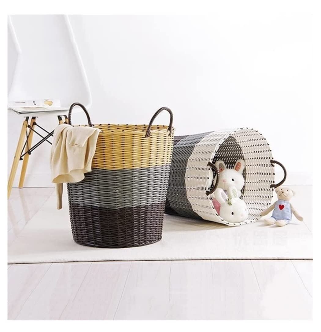 Cesto Ropa Sucia Cesta De Lavandería Ratán Plástico Almacenamiento Ropa Sucia Contenedor Desorden para El Hogar Hamper(A,34 * 46 * 45cm)
