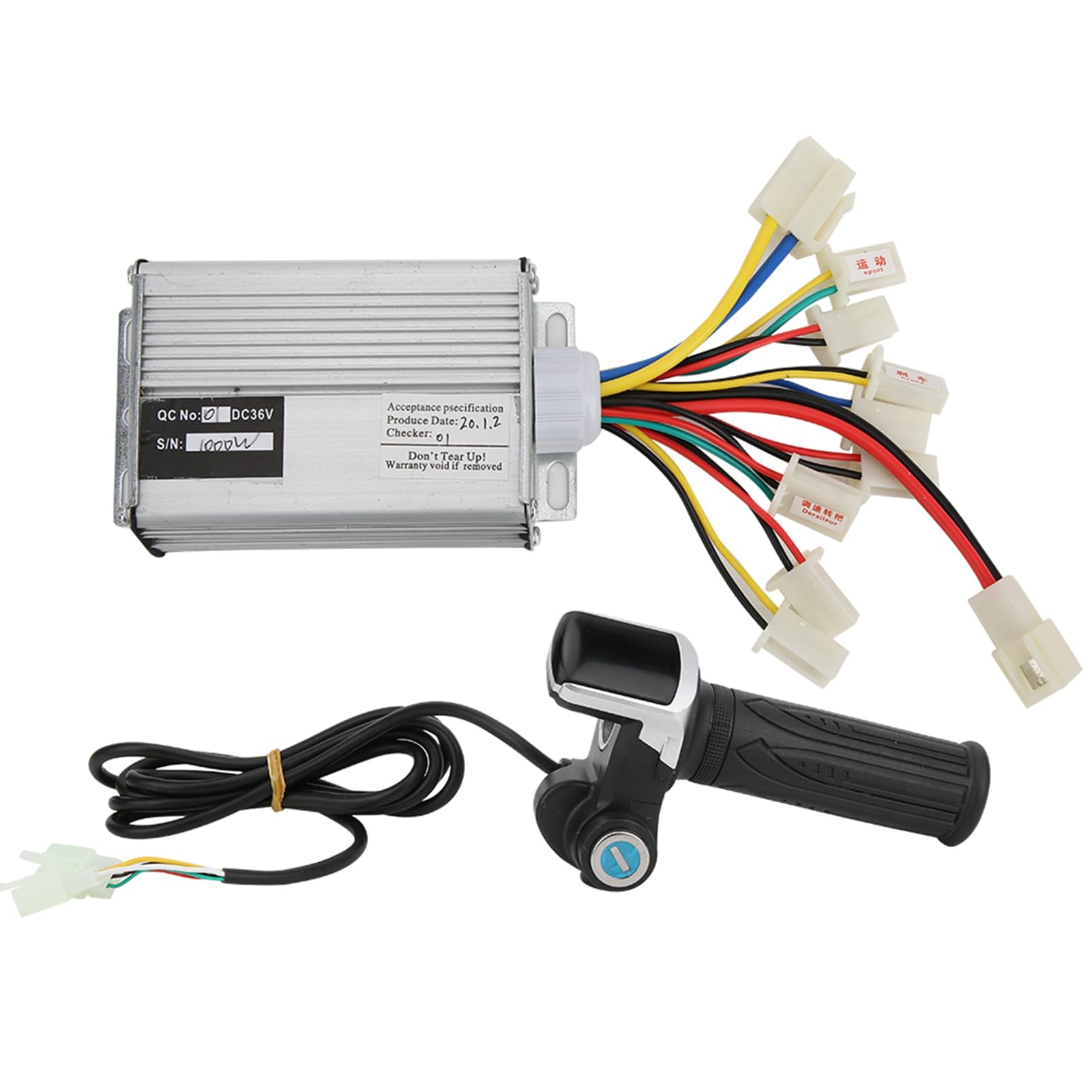 Contrôleur de brosse, 36V 1000W Contrôleur de moteur de brosse pour vélo électrique en alliage d'aluminium avec poignée de pouce multifonctionnelle Accessoires de vélo électrique pour le contrôle de l