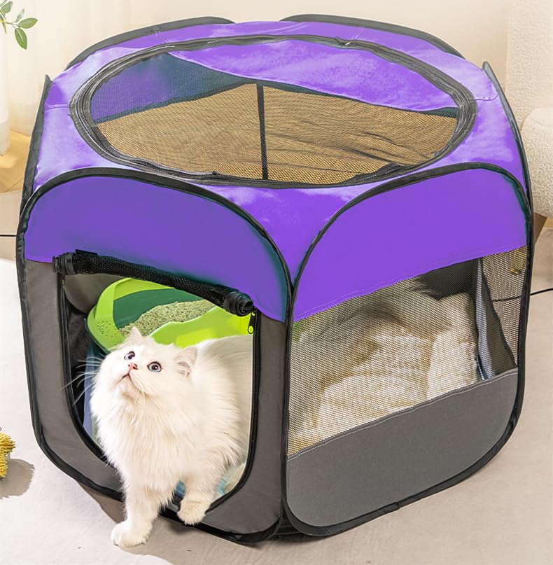 Box Portatile Pieghevole Per Cani E Gatti XL 110x110x60 Cm, In Tessuto Oxford 600D, Con Cerniera, Finestre A Rete, Per Interni, Esterni E Viaggi