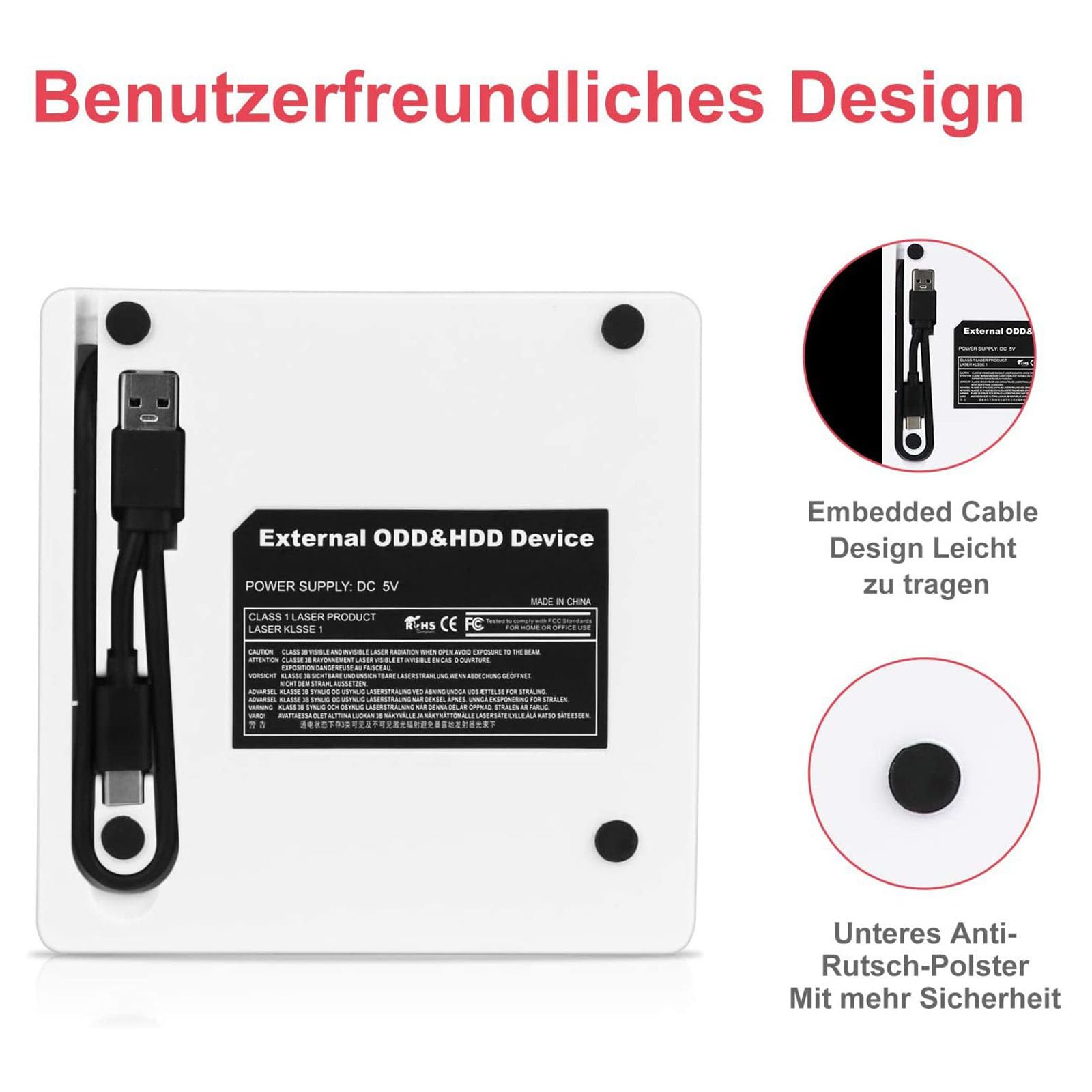 Reproductor de DVD externo portátil con interfaces USB C y USB 3.0 para 10, 8, 7 PC, portátil, DVD, unidad de escritorio para escritorio