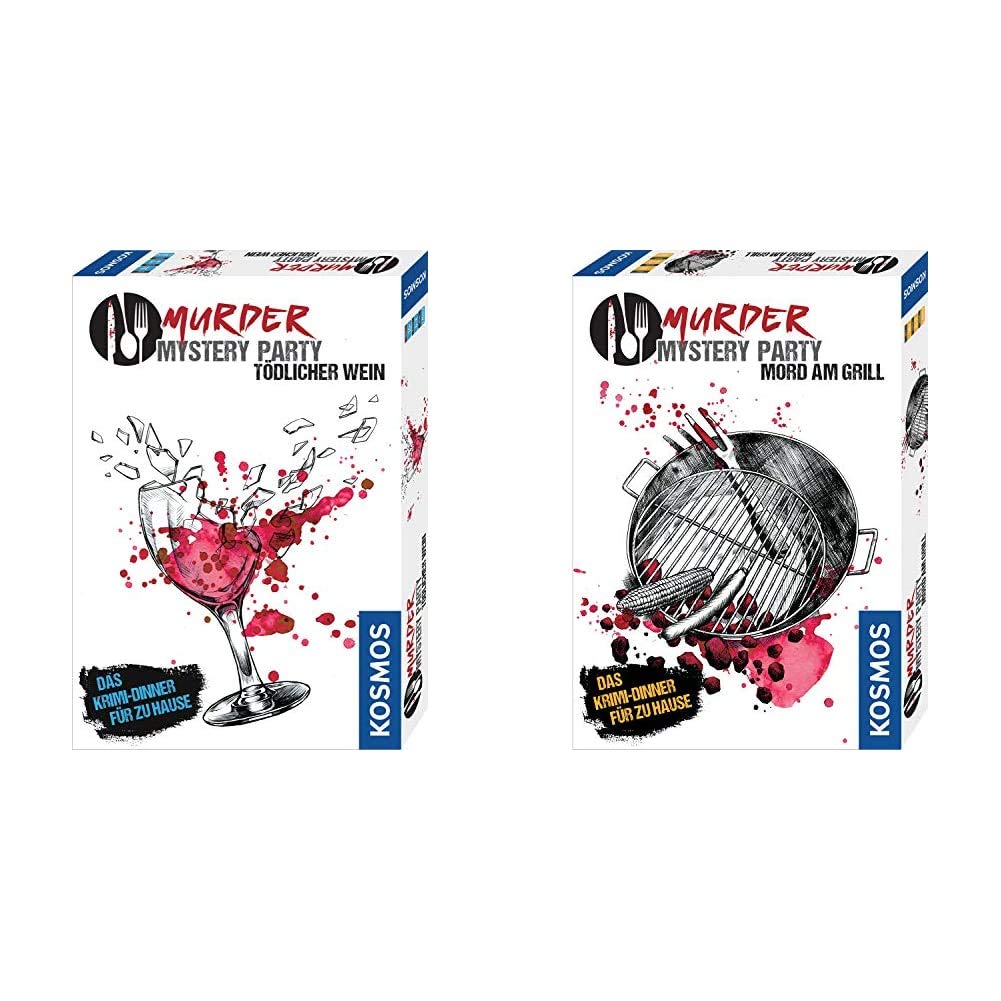 Kosmos Murder Mystery Party - Tödlicher Wein + Mord am Grill - Das Krimi-Dinner für zu Hause, Komplett-Set für 6-8 Personen ab 16 Jahren, Mystery Board Game