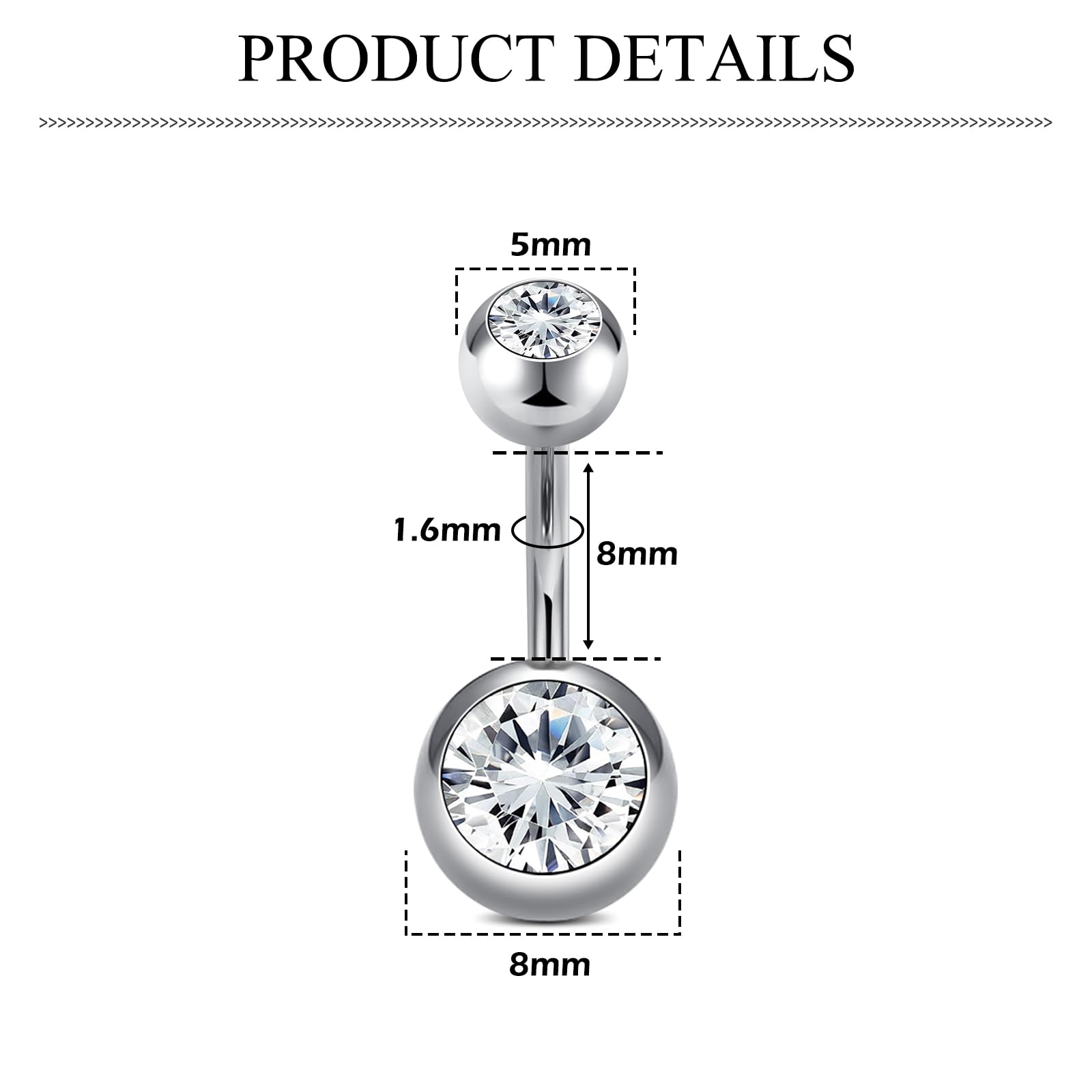 AceFun Piercing ombligo Titanio oro plata 6mm 8mm 10mm 12mm 14mm Piercings de banana acero quirurgico mujeres 1 pieza 14G Piercing ombligo G23 Barbell Bijoux Anillos — view 3