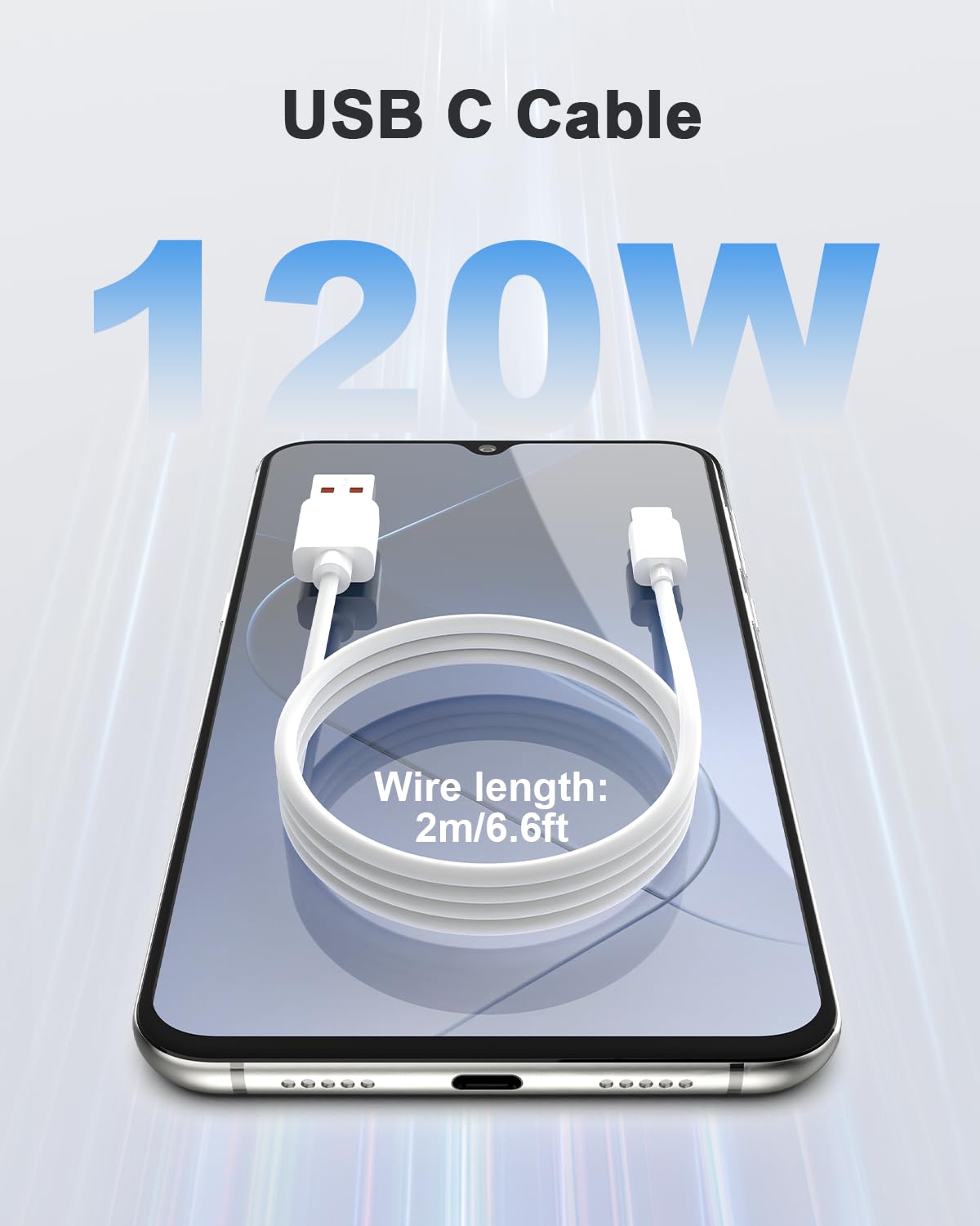 2M 2Pack Cavo USB C per Xiaomi Redmi Note 15 14 13 12 Pro 12S 11S 5G, ricarica rapida cavo tipo C, 120 W 6 A cavo USB a USB C ricarica