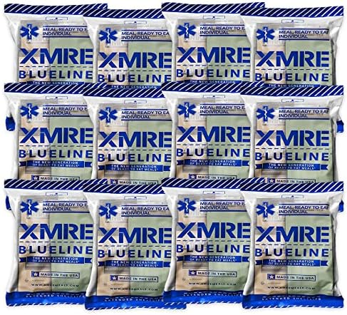 XMRE Blue Line MRE Meals Military 2022 Bulk | Military Grade MREs | for Survival Kits & Hurricane Preparedness Items | Emergency Food Supplies | Military Food Packs w/Flameless Ration Heater