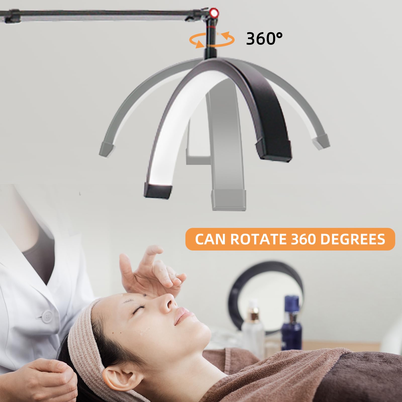 Lampe De Sol Demi-Lune Pour Extensions De Cils - LED Réglable Lumière Et Hauteur - Support Téléphone Intégré - Pour Prothésiste Ongulaire, Tatouage