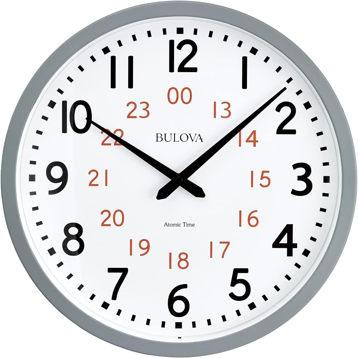 Bulova Atomic Analog Wall Clock Model C5003 Atomic Time 1, Sets Automatically, Quartz Battery