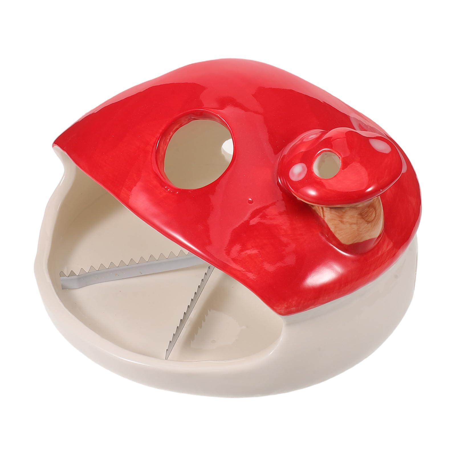 MERRYHAPY Porta Incienso de Cerámica Acabado Esmaltado en Forma de Seta Roja, Diseño Decorativo y Mantenimiento Fácil para Uso en Patio Exterior o Estudio