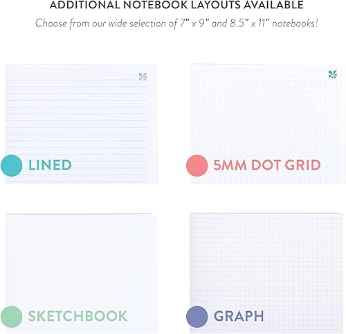 Miniatura 5 de Erin Condren Cuaderno de productividad encuadernado en espiral de 7 x 9 pulgadas, Groovy Blooms, 160 páginas rayadas, cuaderno organizador de lista