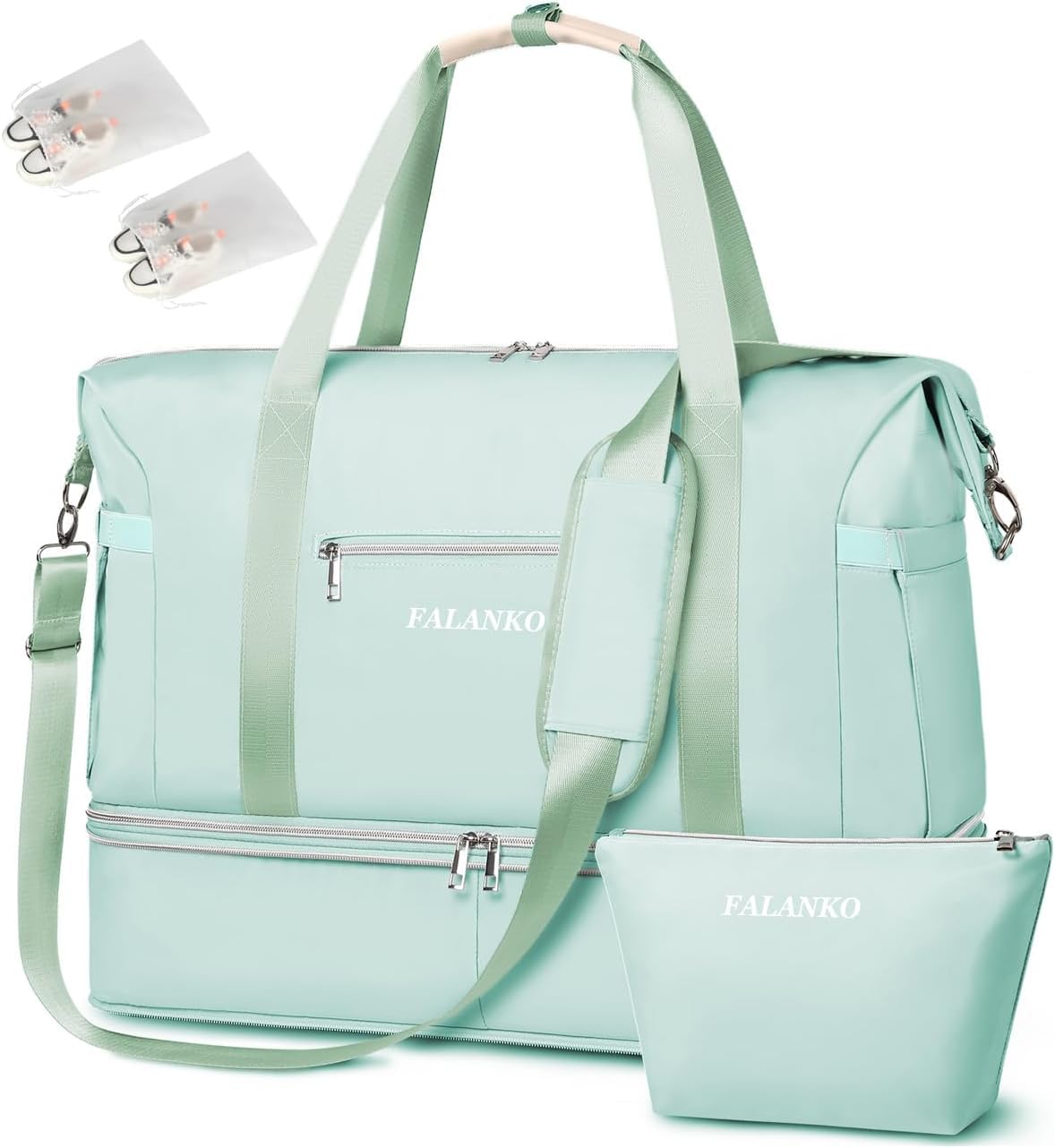 Weekender Bags for Women,Large 44L Expandable Travel Duffel Bag with Shoe Compartment,Toiletry Bag Set,Wet Pocket,Overnight Backpack Carry On Tote for