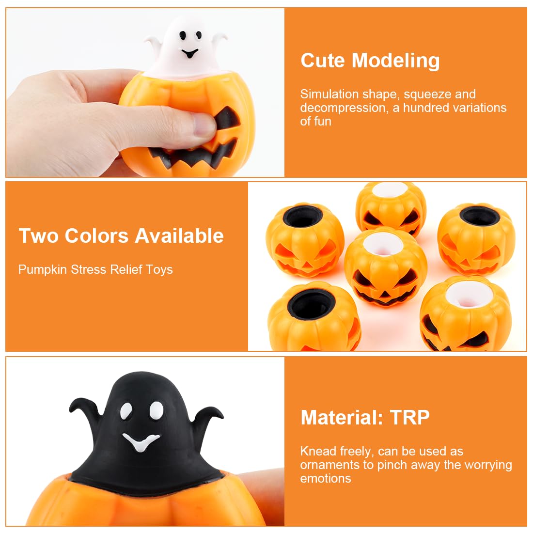 Cadimus 6x Kürbis Squeeze Spielzeug - Halloween Anti-Stress Spiel