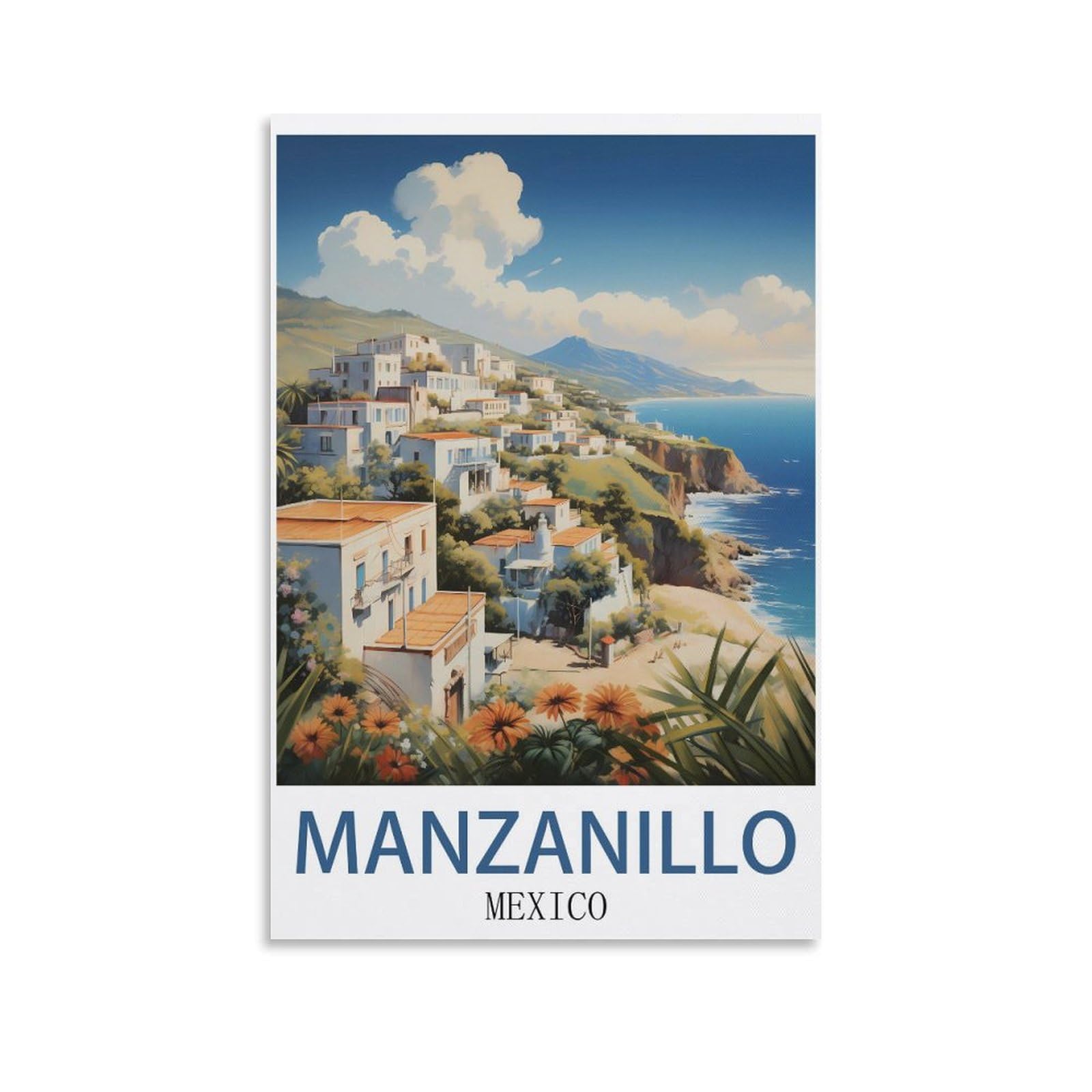 EZMLFA 5D Diamond Art Kits for Beginner,Manzanillo Mexico,Diamond Art House DIY Diamond Art Kits for Home Wall Decor 40x40cm