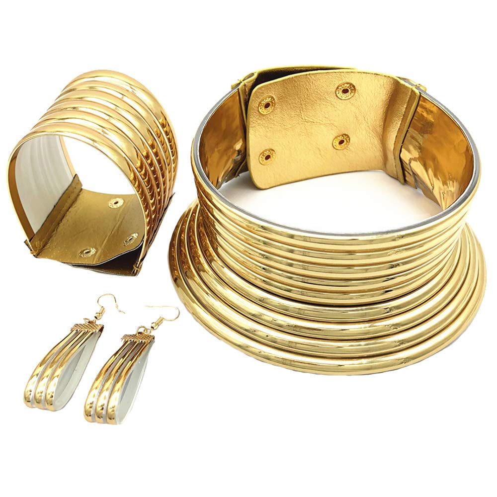 BontandAfrican Accessories Africa National Snap Choker Collars Creative Style Plastic Gold Jewelry Sets for Women