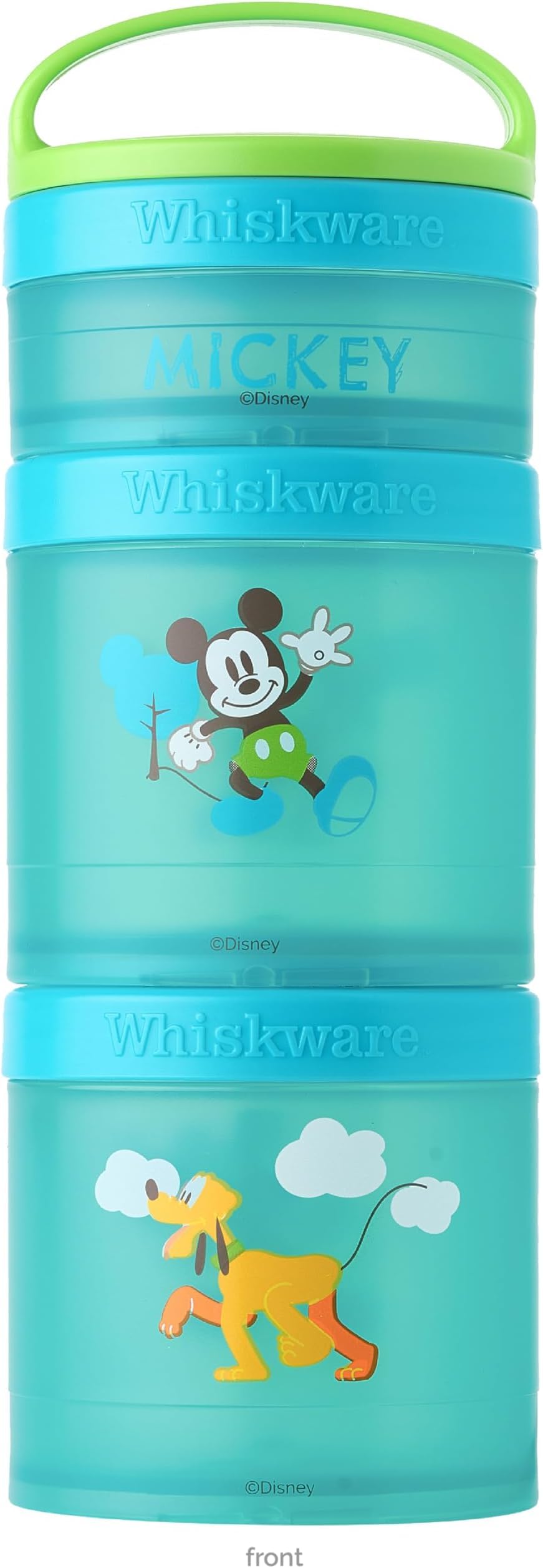 Whiskware Disney Stackable Snack Containers for Kids &amp; Toddlers, 3 Stackable Snack Cups for School &amp; Travel, Mickey and Pluto (Pack of 12)