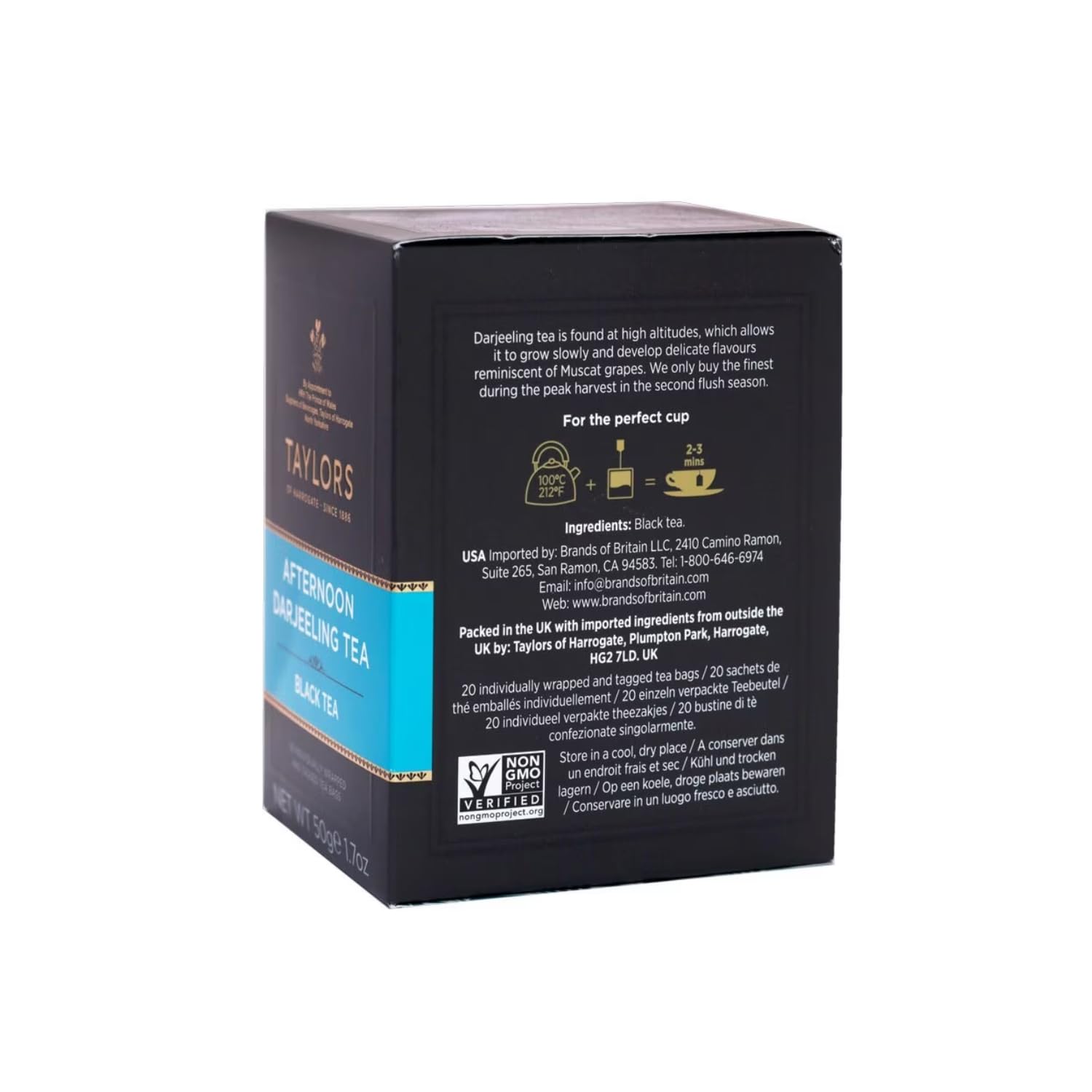 Taylors® | Tè Nero Indiano Regione Darjeeling | Tè Nero Delicato Floreale con Note Uva Moscato - 6 Scatole da 20 Filtri Ognuna