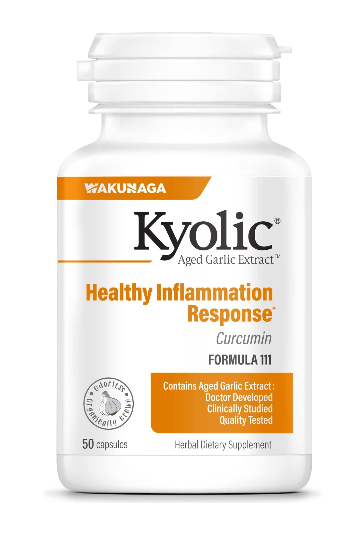 Kyolic Aged Garlic Extract Formula 111, Healthy Inflammation Response*, Curcumin, 50 Capsules