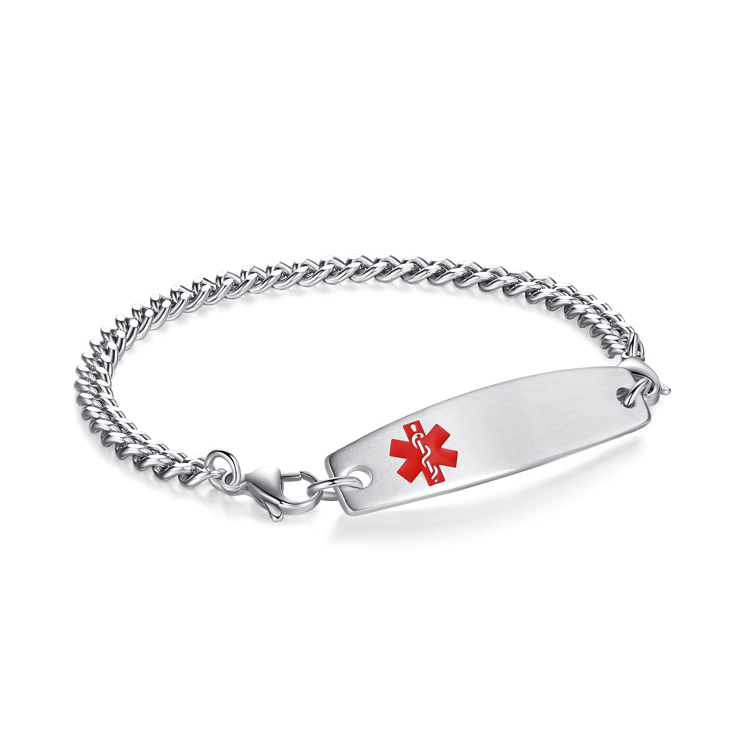 LinnaLove Interchangeable medical alert bracelets for men women Stainless steel Customizable id bracelets