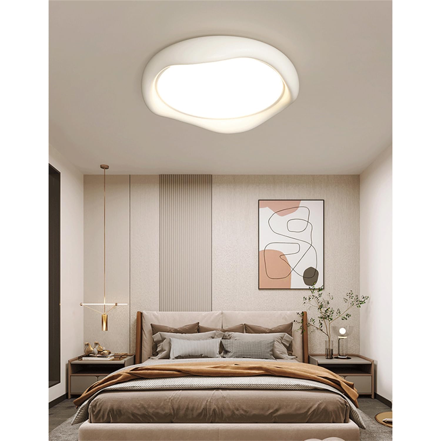 Lámpara De Techo Metálica Blanca Estilo Minimalista