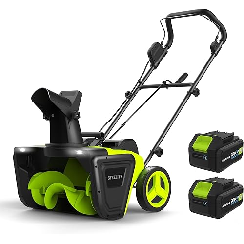 Steelite 40V Cordless Snow Blower, 20" Wide Clearing Capacity, 850 Lbs/Min, Includes 2x4.0 Ah Batteries & Charger, Tool for Easy Snow Removal