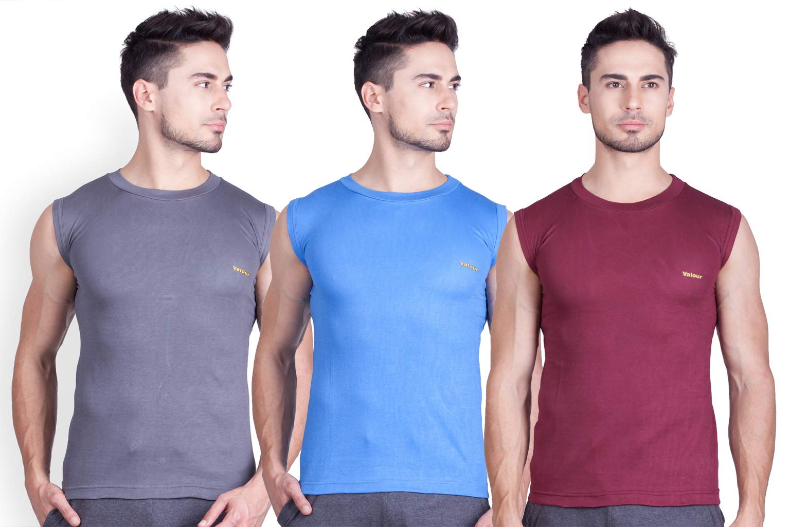 Lux Cozi Men's Cotton Modern Fit Vest (Pack of 3) (Color & Prints May Vary)