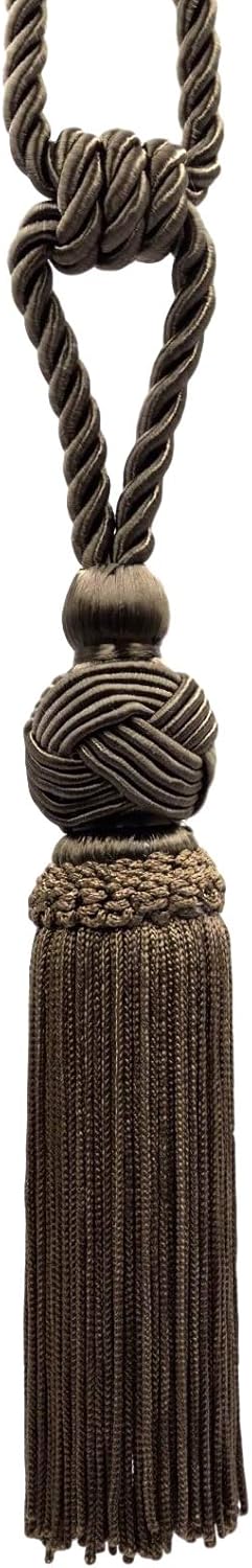 DÉCOPRO Set of 4 / Dark Brown Elegant Tassel Tieback with Turkish Head Design / 6 inch Long Tassel, 28 1/2 inch Spread (Embrace) / Style# TBTRK6 (41202) Color: Mocha Brown - D2