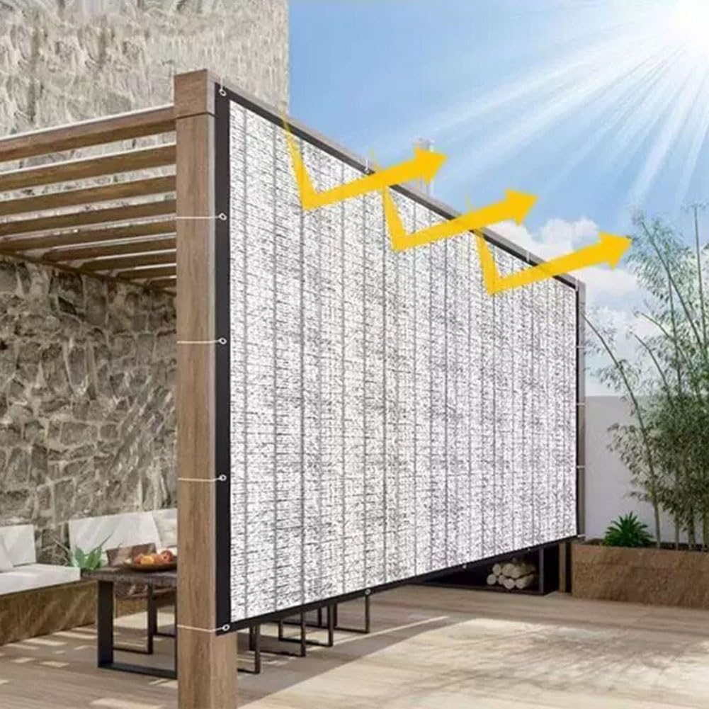 Aluminiowa tkanina zacieniająca, 95% siatka przeciwsłoneczna z przelotkami, na patio, do ogrodu, pergoli, basenów, osłony samochodu, dla zwierząt domowych, uprawy roślin, do użytku na zewnątrz