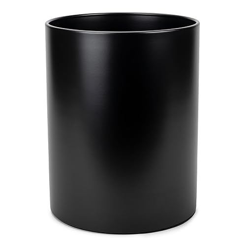 Basurero redondo de hierro de metal de 9.5 x 8 pulgadas, papelera para el hogar, oficina, dormitorio, se adapta a bolsas de basura de 2.25 galones,