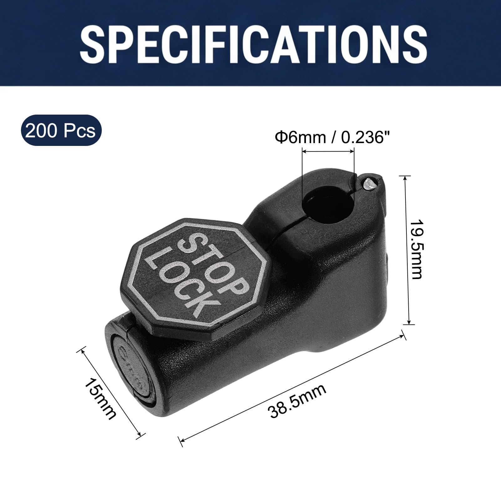 DTGN Ganci Magnetici con Blocco 6mm 200 Pezzi ABS Nero | Blocco di Sicurezza per Esposizione, Accessorio Universale per Pannelli Forati, per Vari Negozi e Centri Commerciali