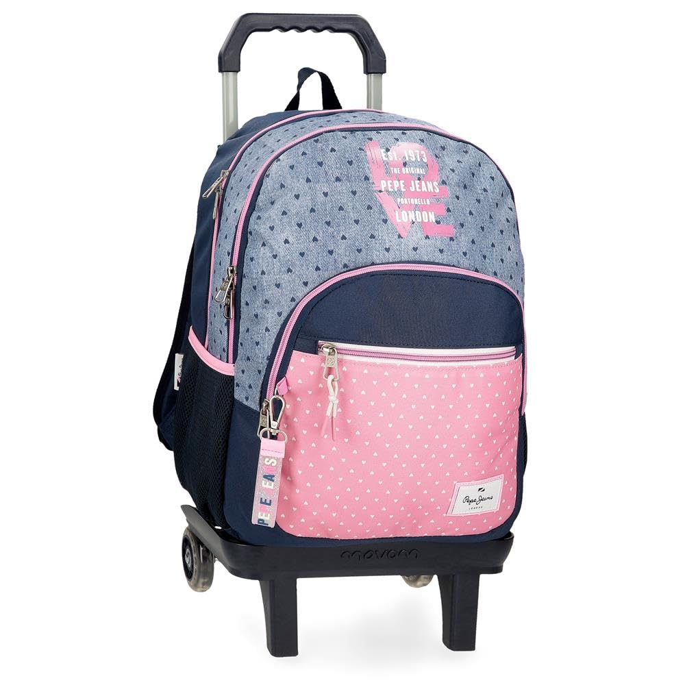 Pepe Jeans Noni Denim Mochila Doble Compartimento con Carro Multicolor 32x44x22 cms Poliéster 25,81L by Joumma Bags