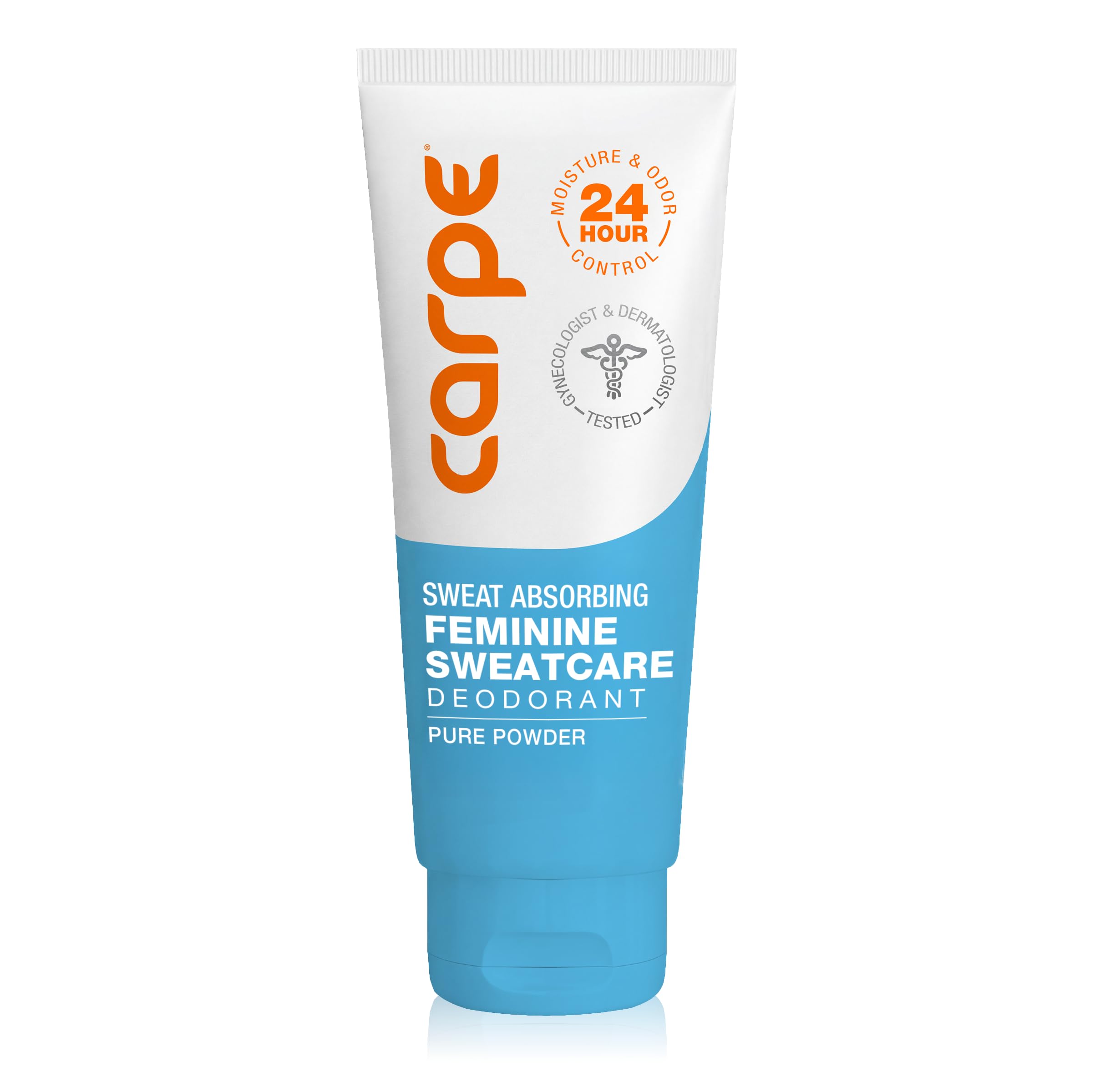 Carpe Feminine Care Intimpflege Deo für Frauen, pH-ausgewogen und schweißabsorbierend für den ganzen Körper, von Gynäkologen getestet, sicher für private Teile, purer Puderduft (Fresco)