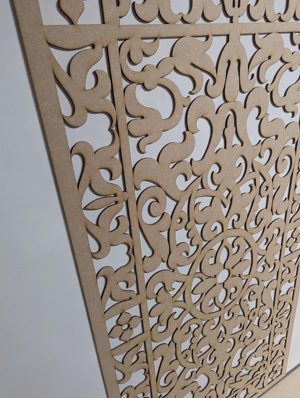 Panneau décoratif en bois - Cloison murale - Grille de radiateur - Décoration de meubles - Découpe au laser - Panneau MDF de 3 mm d'épaisseur - Dimensions : 1200 x 610 mm - Motif (001C) - Fabriqué au